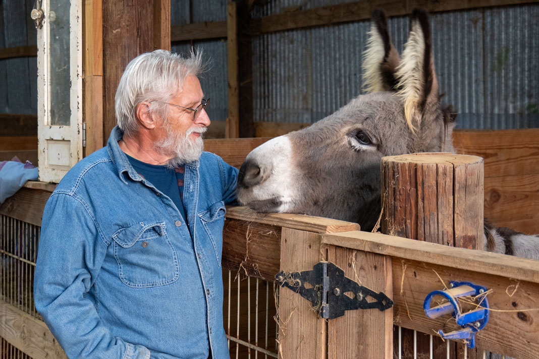 Paul spending time with a donkey